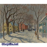 Tranh sơn dầu hàng cây xanh mát